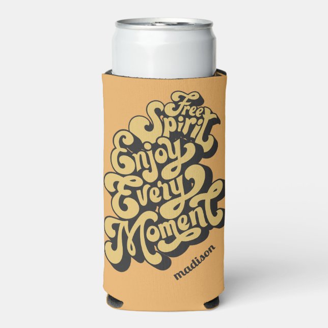 Custom Name Retro "Free Spirit" Seltzer Can Cooler (Seltzer Front)