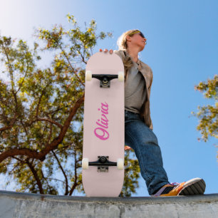 Custom Name Retro Fun Personalized Pink Skateboard