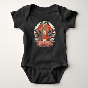 Custom NAME Retro Gas Pump Motorcycle Biker Garage Baby Bodysuit