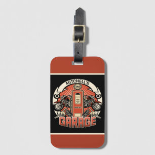 Custom NAME Retro Gas Pump Motorcycle Biker Garage Luggage Tag
