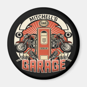 Custom NAME Retro Gas Pump Motorcycle Biker Garage Magnet