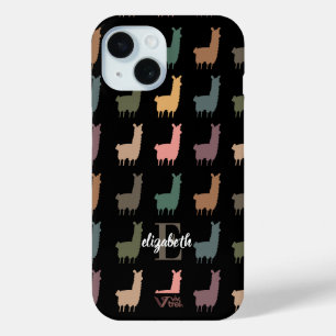 Custom Name Retro Llama Alpaca Floral Personal Gif iPhone 15 Case