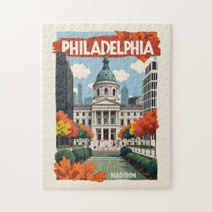 Custom Name Retro Philadelphia Jigsaw Puzzle