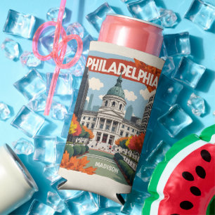 Custom Name Retro Philadelphia Seltzer Can Cooler