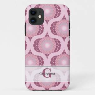 Custom Name Retro Radiant Dusky Rose Dot Mandala iPhone 11 Case