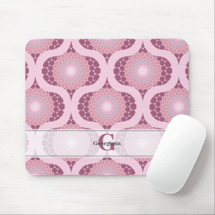 Custom Name Retro Radiant Dusky Rose Dot Mandala Mouse Mat
