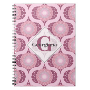 Custom Name Retro Radiant Dusky Rose Dot Mandala Notebook