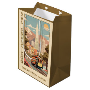 Custom Name Retro San Francisco Medium Gift Bag