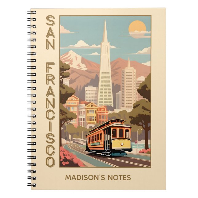 Custom Name Retro San Francisco Notebook (Front)
