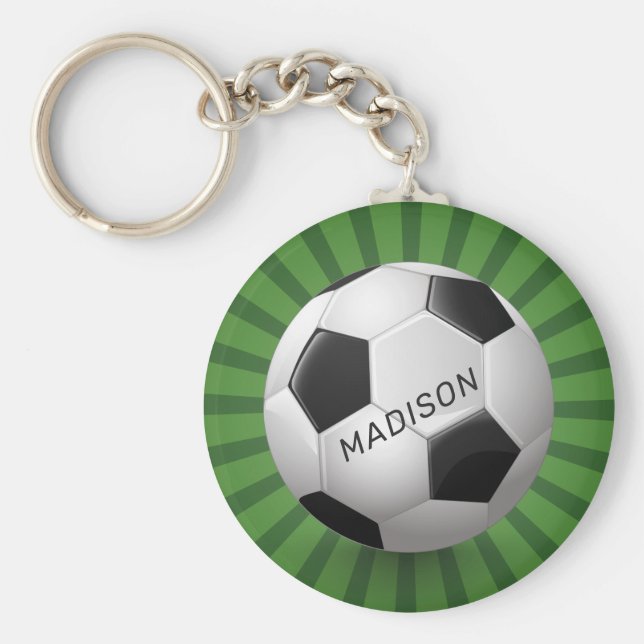 Custom name Retro Soccer Ball key chains (Front)