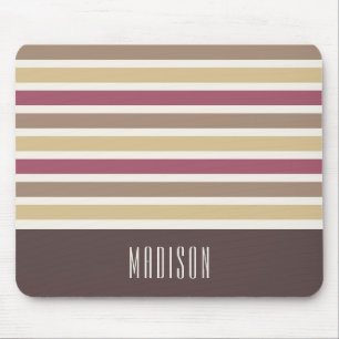 Custom Name Retro Stripes Pattern Mouse Mat