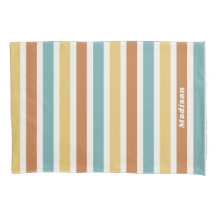 Custom Name Retro Stripes Pattern Pillowcase