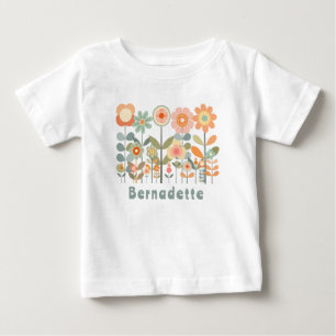 Custom Name Retro Vintage Wildflower Floral Daisy  Baby T-Shirt