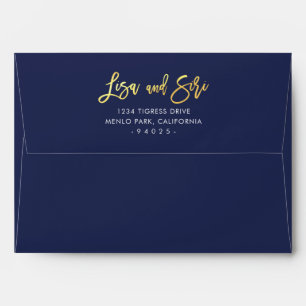 CUSTOM NAME RETURN ADDRESS faux gold foil script Envelope