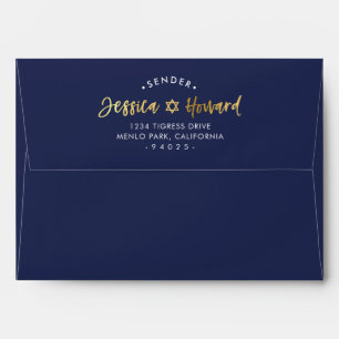 CUSTOM NAME RETURN ADDRESS faux gold foil script Envelope