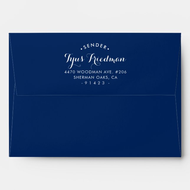 CUSTOM NAME RETURN ADDRESS white navy dark blue Envelope (Back (Top Flap))
