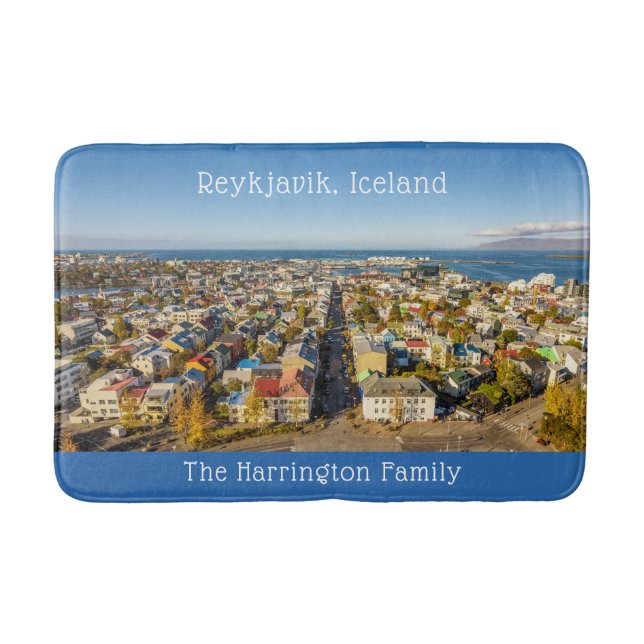 Custom Name Reykjavik Iceland Bath Mat (Front)