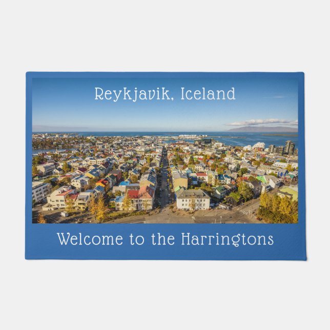 Custom Name Reykjavik Iceland Doormat (Front)