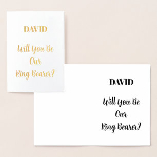 Custom Name Ringbearer Wedding Simple Minimal Foil Card