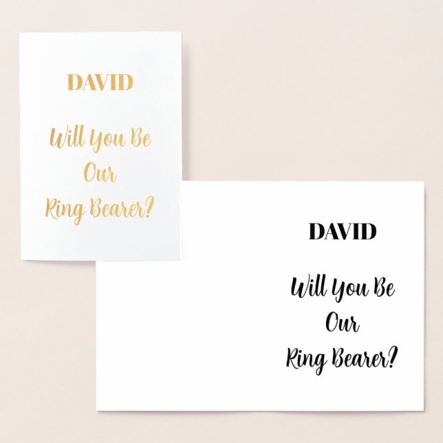 Custom Name Ringbearer Wedding Simple Minimal Foil Card (Display)
