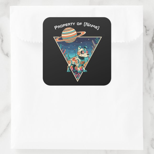 Custom Name Robot Dog - Space Cadet Sticker (Bag)