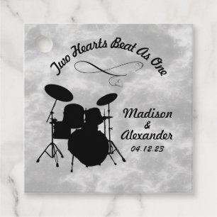 Custom Name Rock & Roll Drummer Wedding Drum Kit Favour Tags