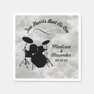 Custom Name Rock & Roll Drummer Wedding Drum Kit Napkin