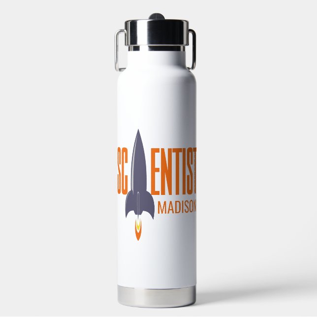 Custom name Rocket Scientist Water Bottle (Front)