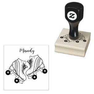 Custom Name Roller Skating  Rubber Stamp