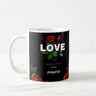 Custom Name Romantic Floral Gift for Valentine Coffee Mug