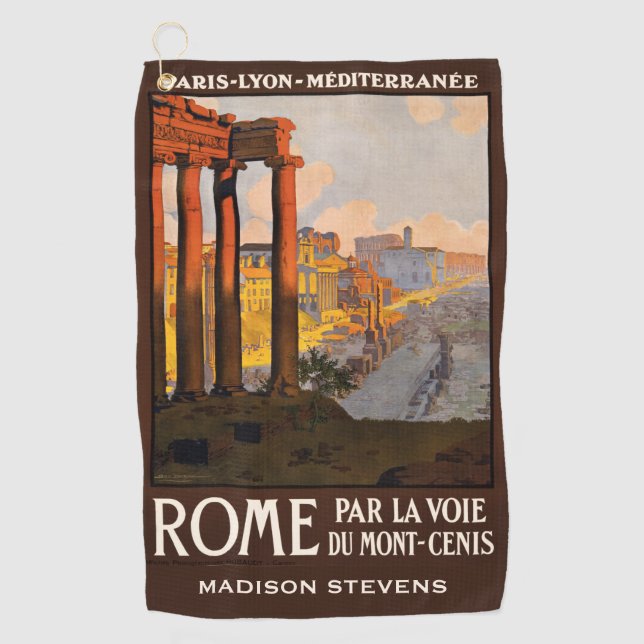 Custom name Rome Italy Vintage Travel Golf Towel (Front)