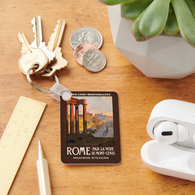 Custom name Rome Italy Vintage Travel Key Ring (Desk)