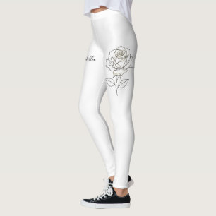 Custom Name Rose Floral Leggings - Personalized Is