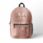 Custom Name Rose Gold Dripping Glitter Backpack