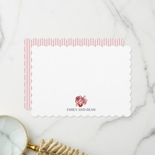 Custom Name Rose Painting Flower Stationary Thank You Card