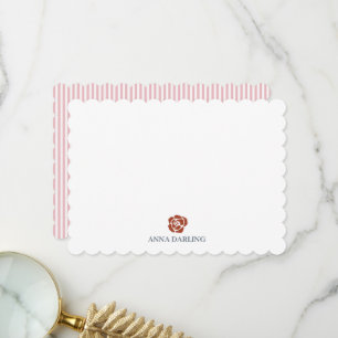 Custom Name Rose Painting Flower Stationary Thank You Card