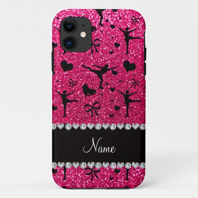 Custom name rose pink glitter figure skating Case-Mate iPhone case (Back)