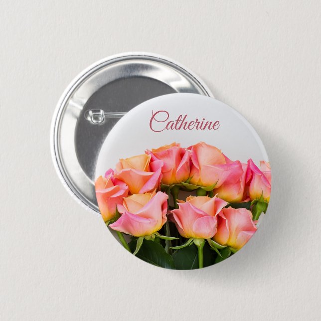 Custom name Roses button (Front & Back)