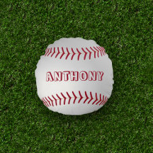 Custom Name Round Baseball Throw Pillow