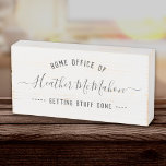 Custom Name Rustic Farmhouse Chic Home Office Wooden Box Sign<br><div class="desc">Motivating and personal,  this custom name home office wooden box sign is very cute in its trendy rustic farmhouse style design. Personalise and make it your own with a custom message below the name!</div>