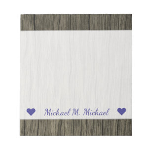 Custom Name + Rustic Faux Wood Look Pattern Notepad