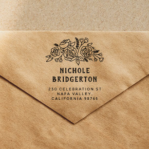 Custom Name Rustic Floral Return Address Self-inking Stamp