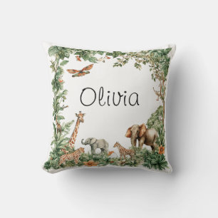 Custom Name Safari Animals Jungle Cushion