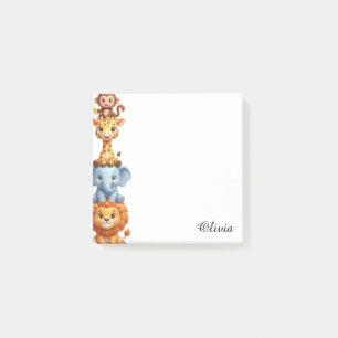 Custom Name Safari Animals Personalised Jungle Post-it Notes
