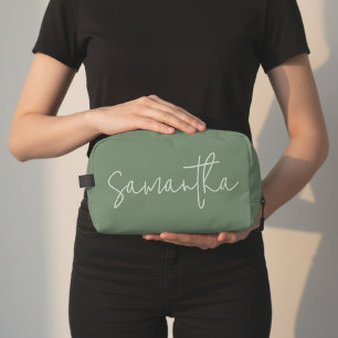 Custom Name Sage Cosmetic Bag for Bridesmaid & Her