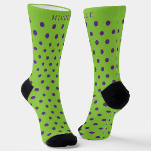 Custom Name Sage Green Purple Blue Crew Socks