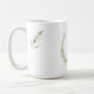 Custom Name Sage Green Watercolor Monogram Mug Cup