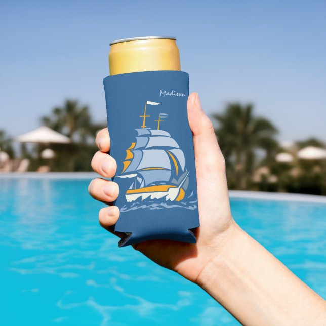 Custom Name Sailboat Seltzer Can Cooler (In Situ Pool)