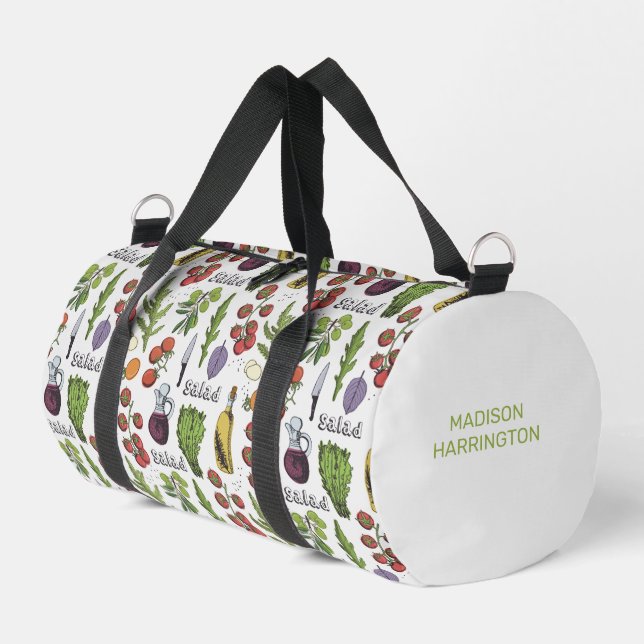 Custom Name Salad Pattern Duffle Bag (Left Corner)