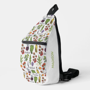 Custom Name Salad Pattern Sling Bag